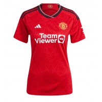 Camisa de Futebol Manchester United Donny van de Beek #34 Equipamento Principal Mulheres 2023-24 Manga Curta